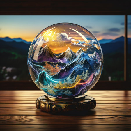 a glass globe on a tableの素材