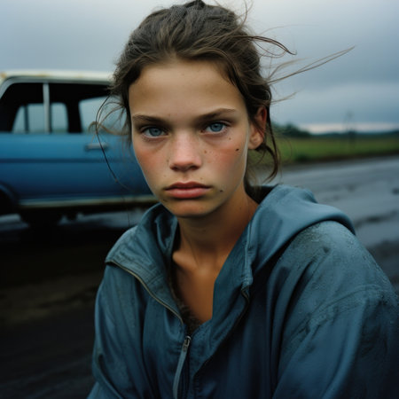 a man with a car in the backgroundの素材