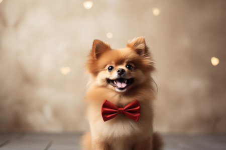 a dog wearing a bow tieの素材