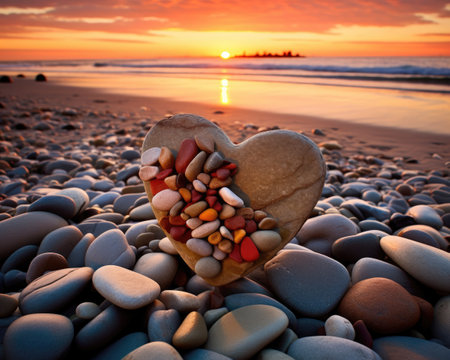 a large pile of rocks on a beachの素材