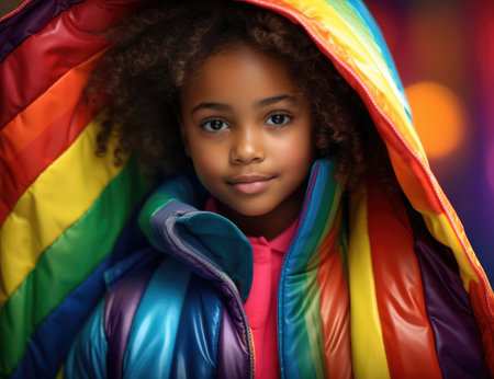 a person wearing a colorful jacketの素材