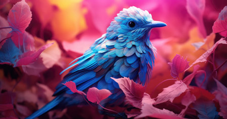 a blue bird on a flowerの素材