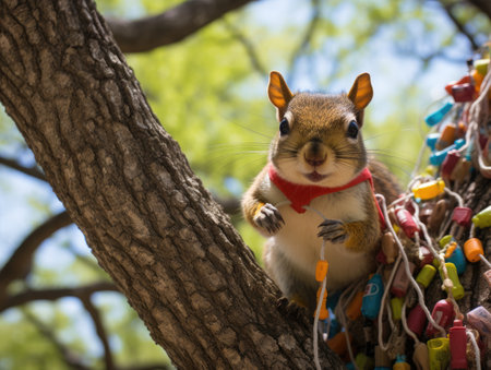 a squirrel in a treeの素材