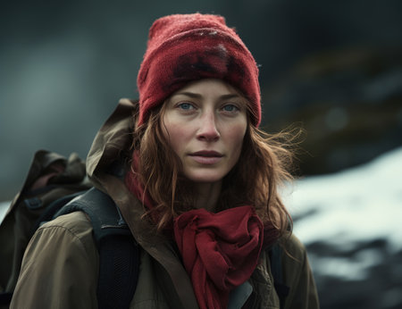 a person wearing a red hatの素材