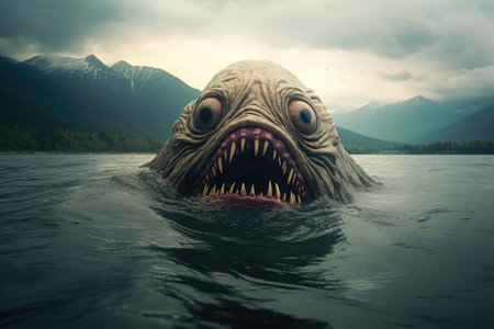 a large hippo in the waterの素材