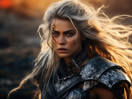 a woman with long hairの素材