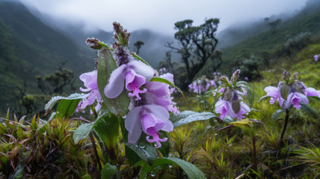 a close-up of a purple flowerの素材