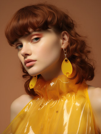 a person in a yellow dressの素材