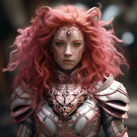 a person with red hair and a cat faceの素材