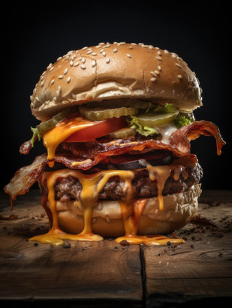 a burger with bacon and cheeseの素材