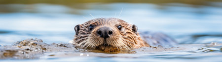 a small animal swimming in waterの素材