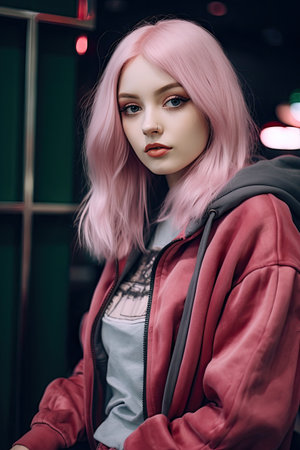 a woman with long hairの素材