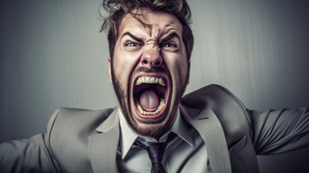 a man with his mouth openの素材