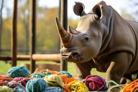 a rhinoceros standing on a blanketの素材