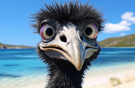 a bird with large eyesの素材