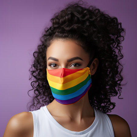 a woman with a face maskの素材