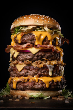 a cheeseburger with meat and cheeseの素材