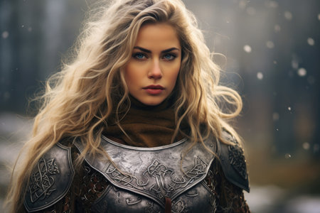 a woman with long blonde hairの素材