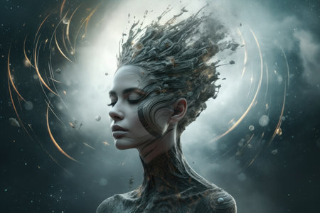 a person looking at the moonの素材