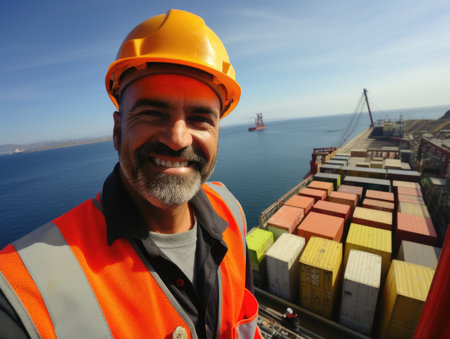 a man wearing a hard hatの素材