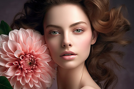 a woman with a flower in her hairの素材