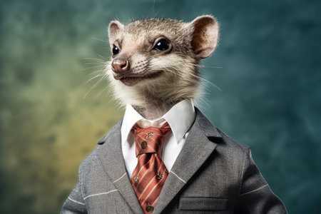 a small animal wearing a suit and tieの素材