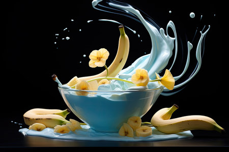 a bowl of bananas and a bowl of bananasの素材