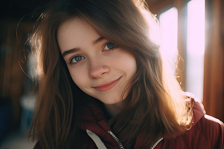 a woman with long hairの素材