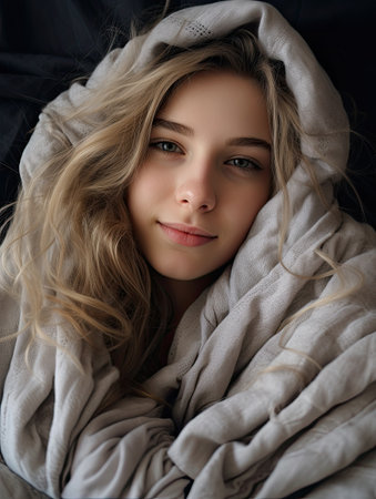 a person with a white scarfの素材