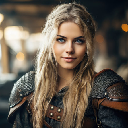 a woman with long blonde hairの素材