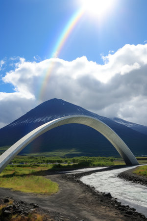 a large bridge over a riverの素材
