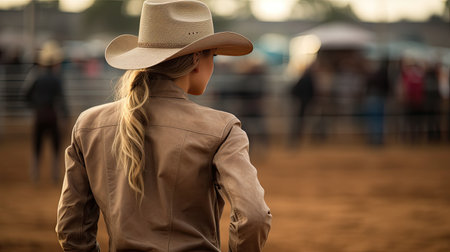 a woman in a cowboy hatの素材