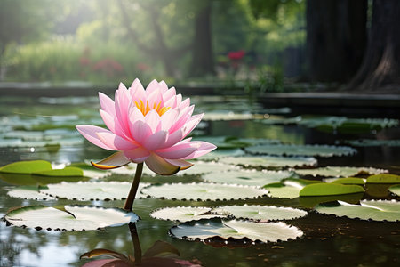 a pink flower in a pondの素材