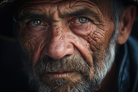 a close up of a man's faceの素材
