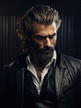 a man in a leather jacketの素材