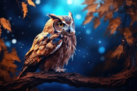an owl sitting on a branchの素材