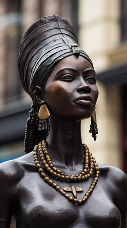 a statue of a woman wearing a turban and necklacesの素材