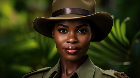 a woman in a hatの素材