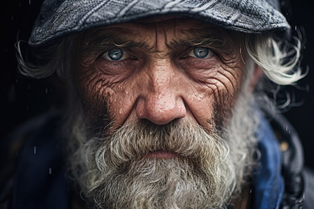 a close up of a man with blue eyesの素材