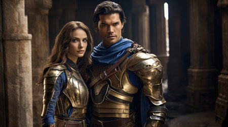 a man and woman in armorの素材