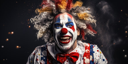 a man with clown face paintの素材