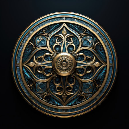 a gold and blue circular objectの素材