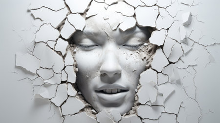 a woman's face covered in sandの素材