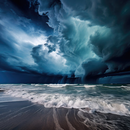 a storm clouds over a beachの素材