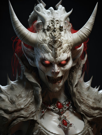 a person with horns and red eyesの素材