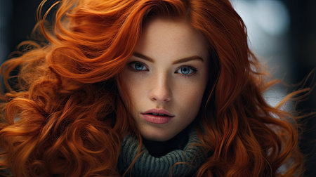 a woman with red hairの素材