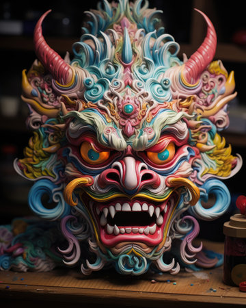 a colorful statue of a demonの素材
