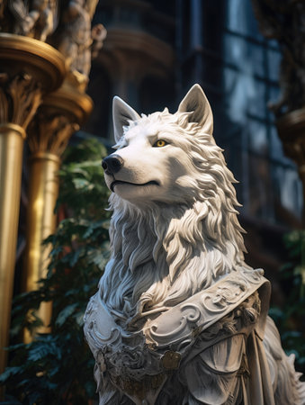 a statue of a wolfの素材