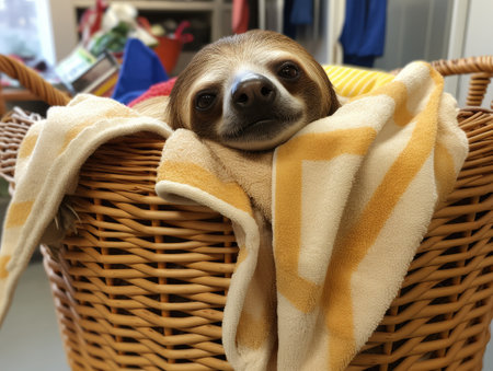 a sloth in a basketの素材