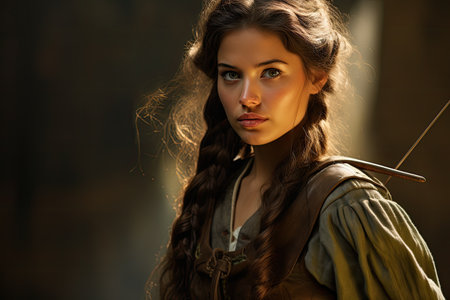 a woman with braided hairの素材